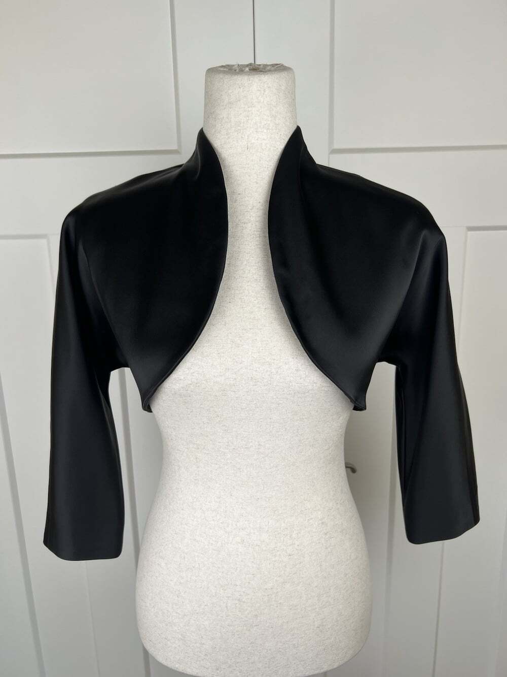 Vintage Cache Bolero S NWT Black Satin Shrug Jacket Y2K Formal Evening USA Made